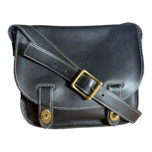 VTG Black Leather Fossil Turnlock Satchel